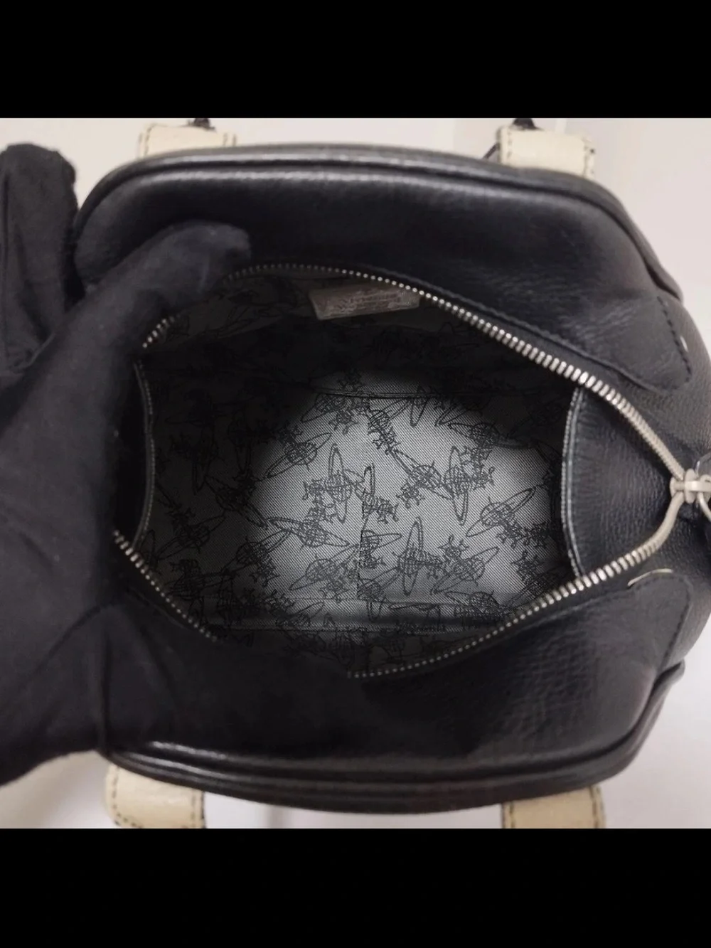 Vivienne Westwood Black Embossed Leather Satchel